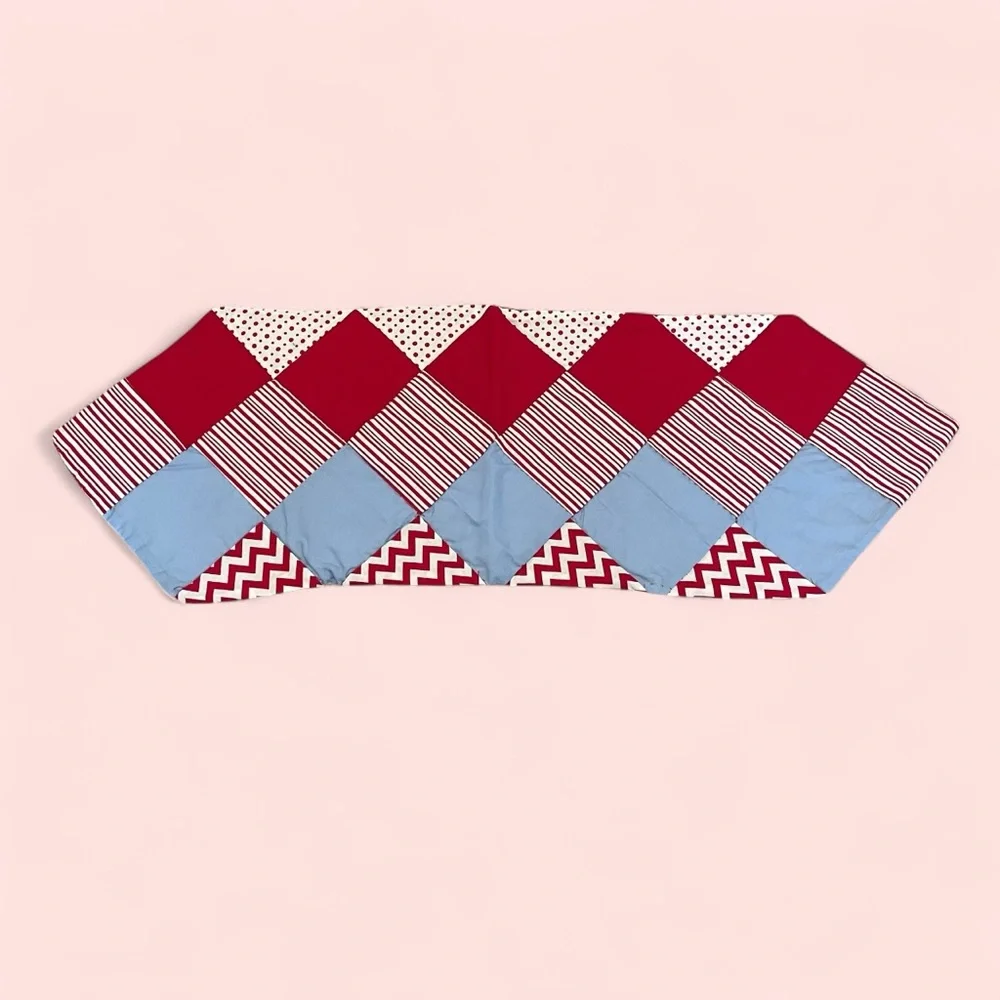 Cute retro vintage handmade checkered table runner 35” x 11.75” quilted